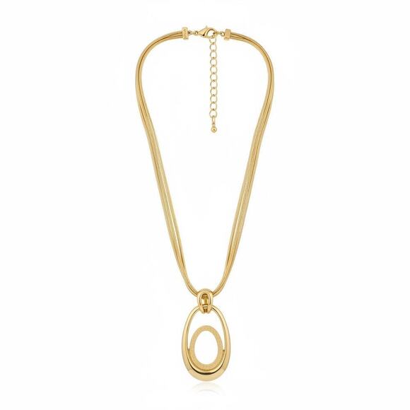 Jewelry - Style & Co Gold Tone Multi Strand Oval Pendant Necklace Adjustable NEW